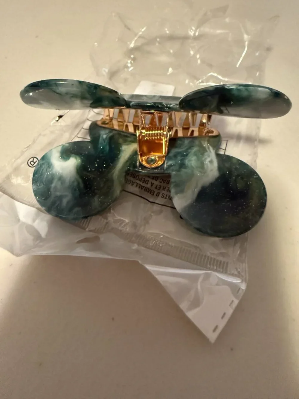 Mickey Shaped Claw Clip Hair Accessory - Green and Gold